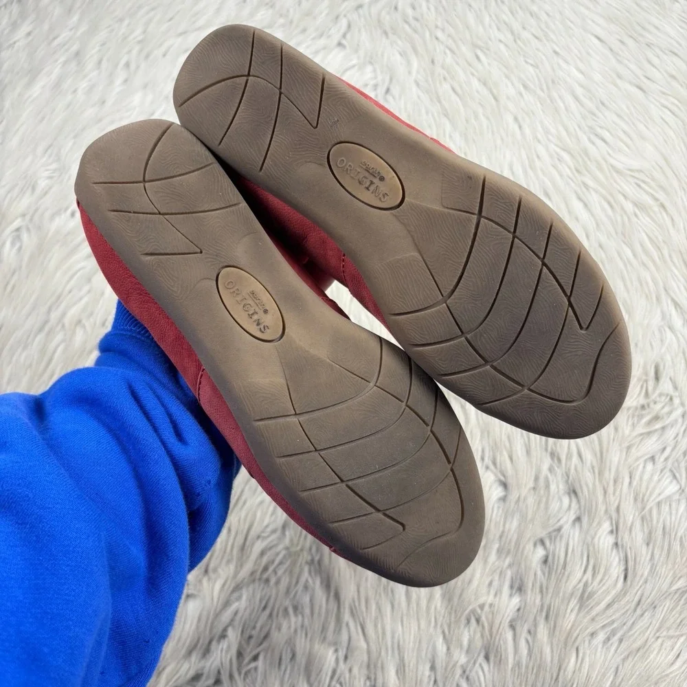 Earth‎ Origins Women's 9.5 Red Nubuck Fara Flex Flat Scrunch Comfort Artsy